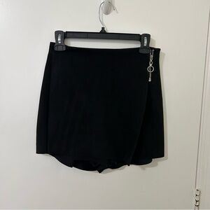 Zara | Women's Black Suede Skort with Zipper Chain Detail | Size Small